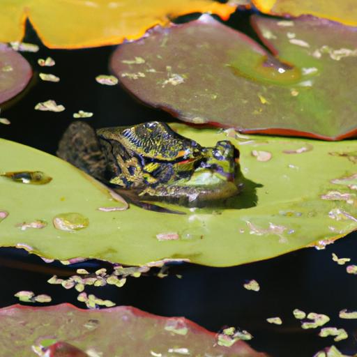 Con ếch ngồi trên mặt nước ao hồ