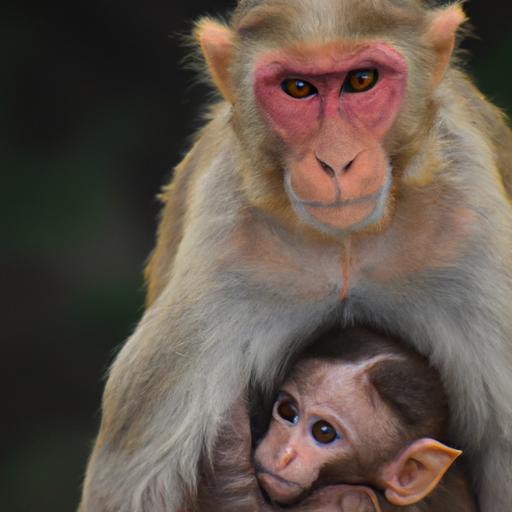 Một con khỉ mẹ ôm con non của mình