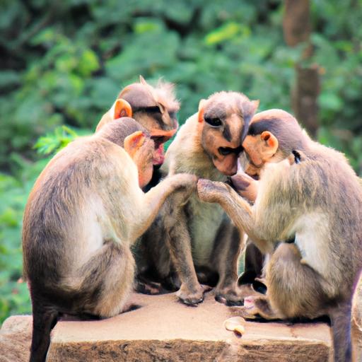 Nhóm khỉ đang chải lông cho nhau