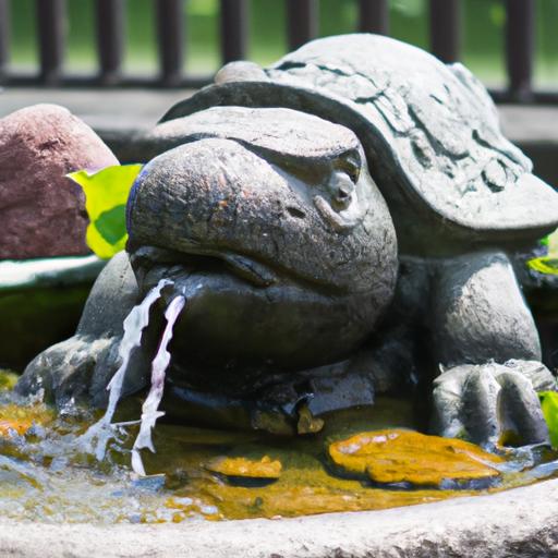 Đài phun nước đá với vòi nước hình rùa đầu rồng